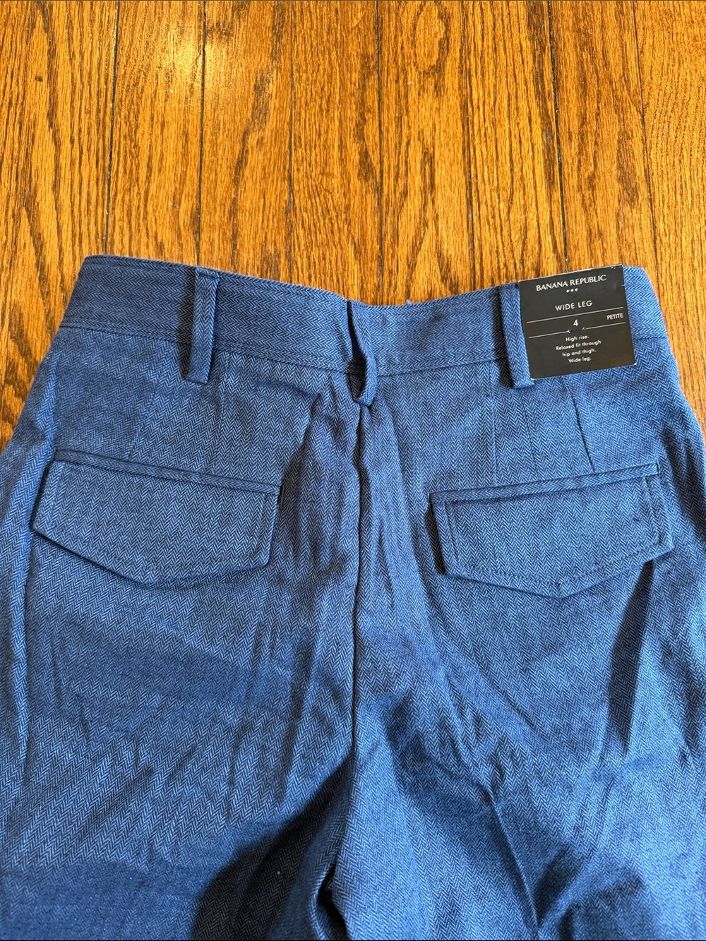 NWT Banana Republic Blue Linen-Blend Wide-Leg Pleated Trous - Picture 5 of 10